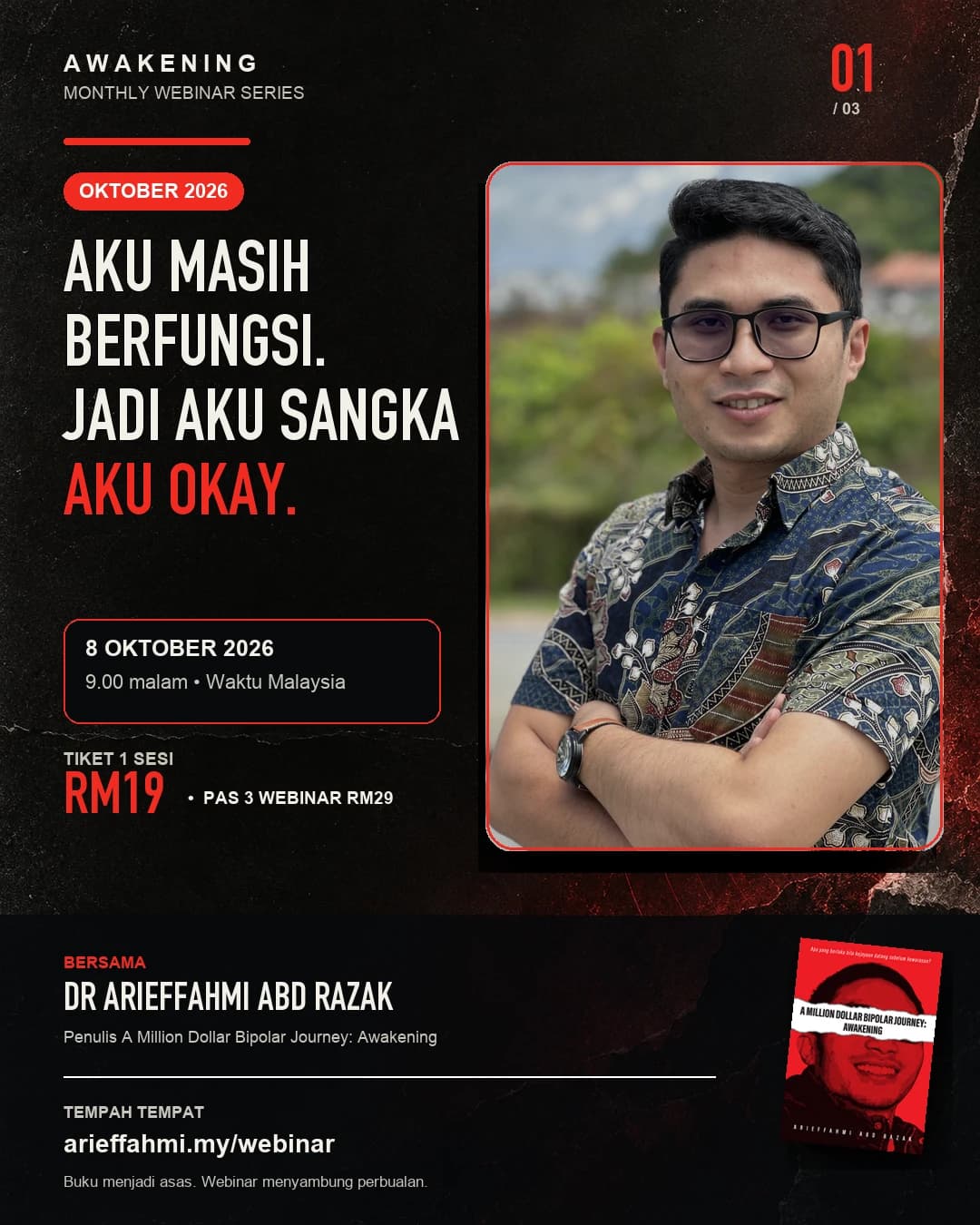 Poster webinar Oktober 2026: Aku Masih Berfungsi. Jadi Aku Sangka Aku Okay.