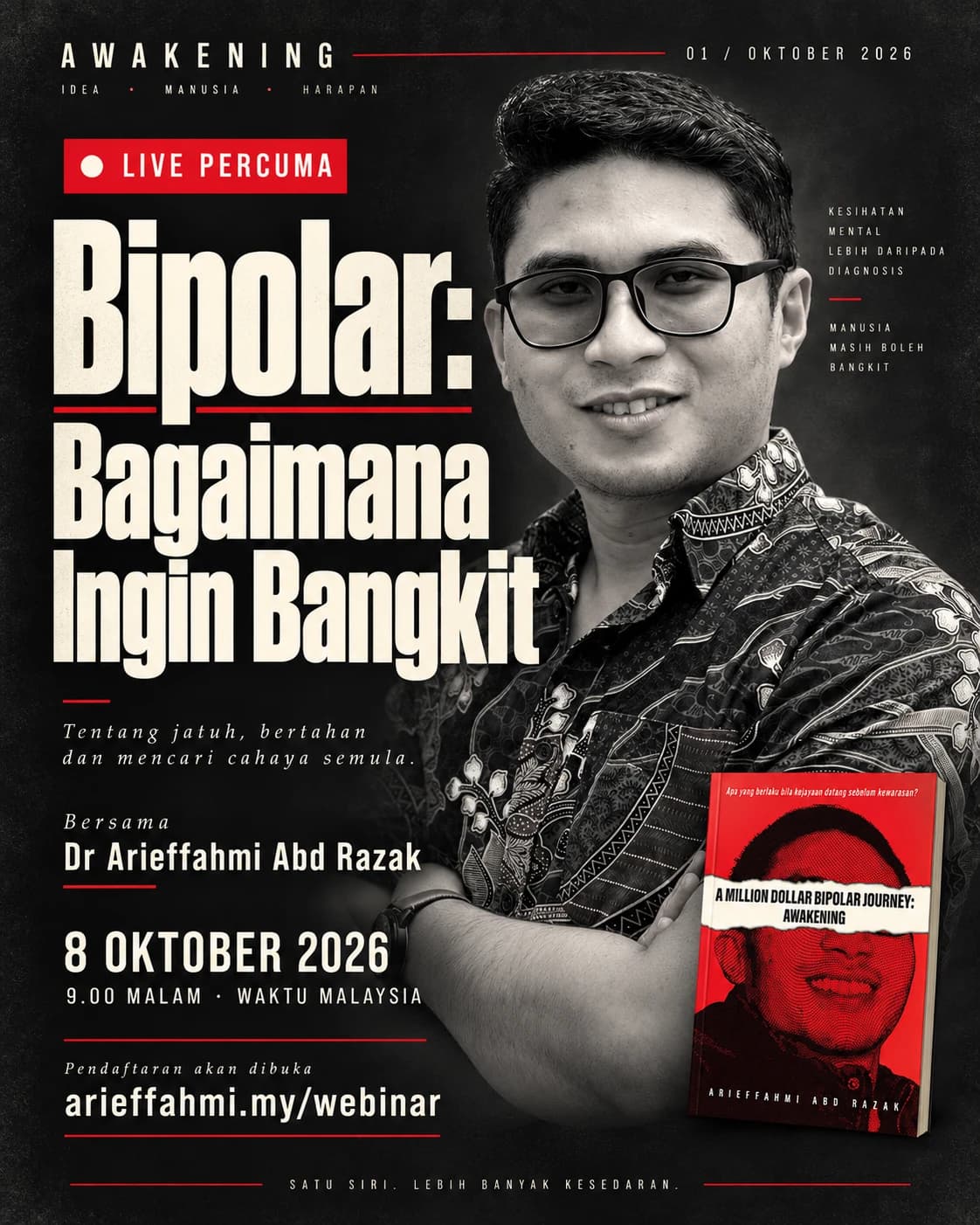Poster Bipolar: Bagaimana Ingin Bangkit. 8 Oktober 2026 · 9.00 malam MYT